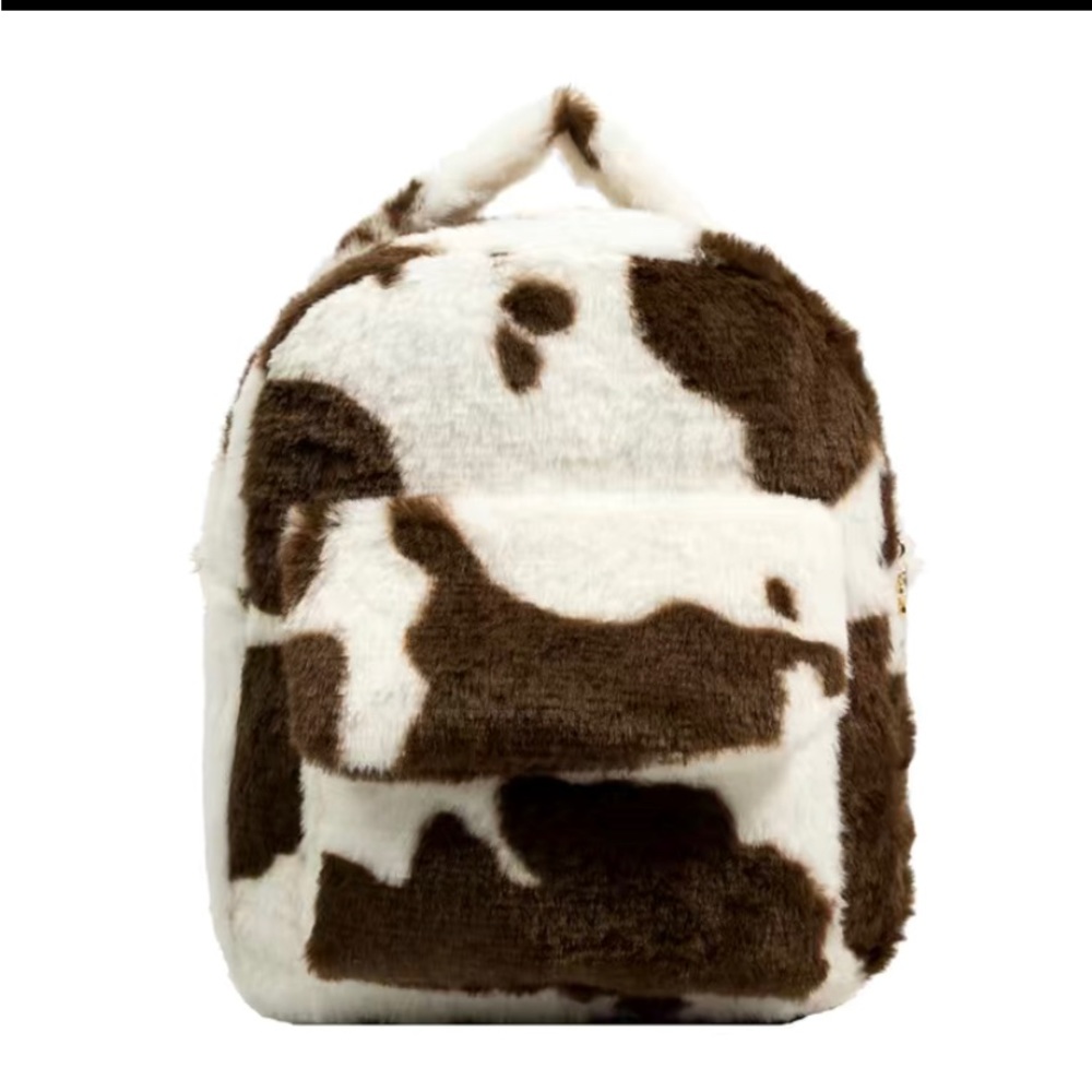 - COW-PRINT FLUFFY BACKPACK